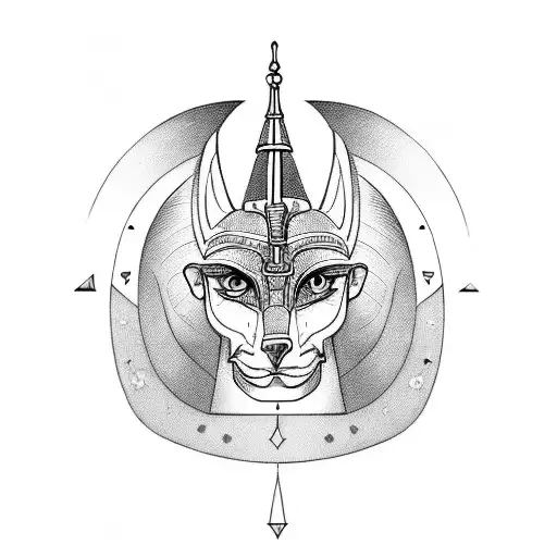 An Anubis Inspired Tattoo Incorporating Elements Of Egyptian Hieroglyphics