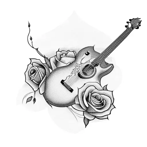 Guitar With Speakers And Roses