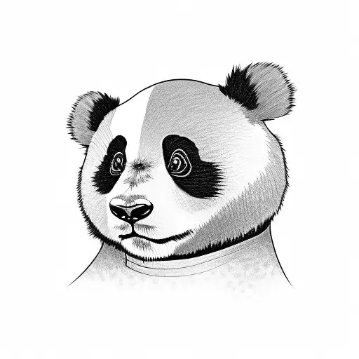 Cartoon Panda And Flowers