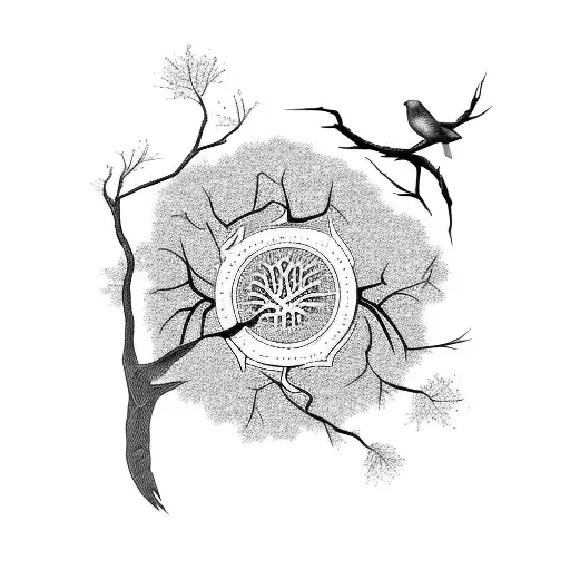 Tree Of Life With Birds Flying Off