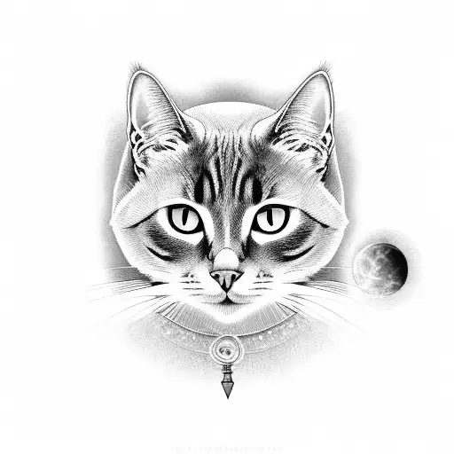 Black Cat Sitting On A Moon