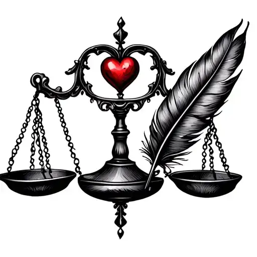 Balance Scale Holding A Heart On One Side And A Feather On The Other