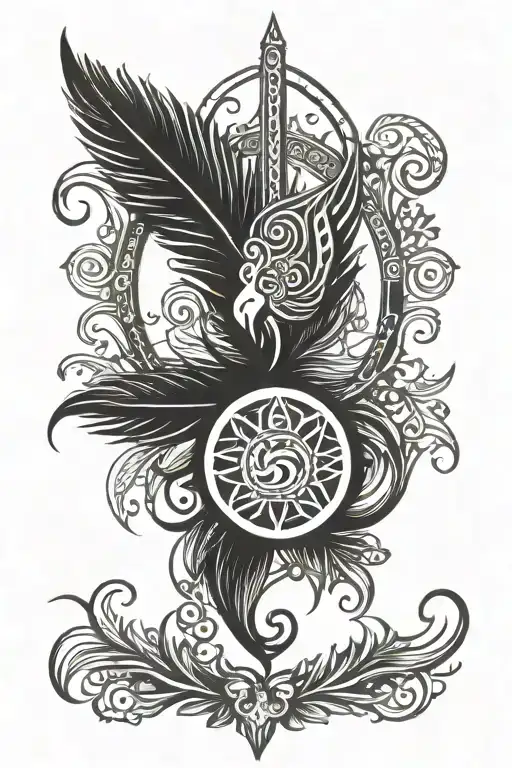 Krishna Peacock Feather With Shiva's Trident Intertwined