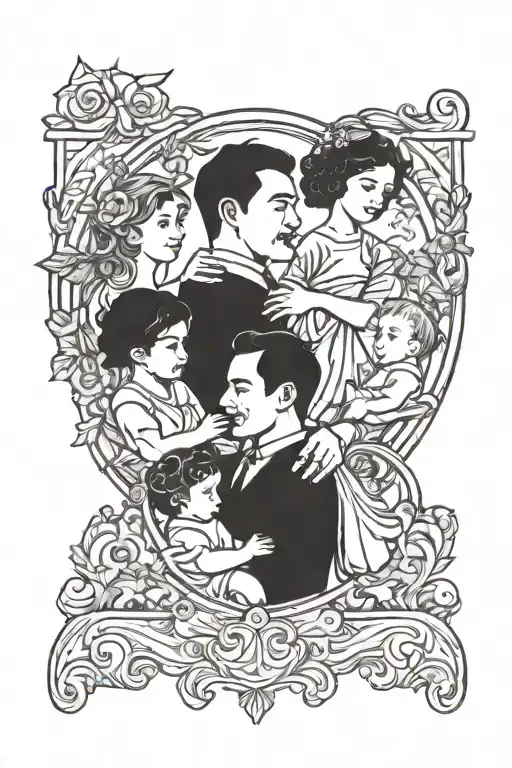 Family In Italian With Design Around It