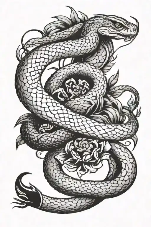 Snake Sleeve Inspired Tattoo Incorporating Elements