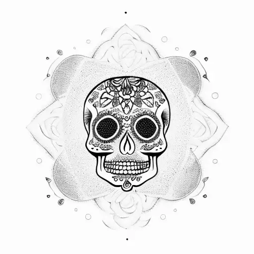 Mandala Coming Out The Top Of A Sugar Skull Tattoo