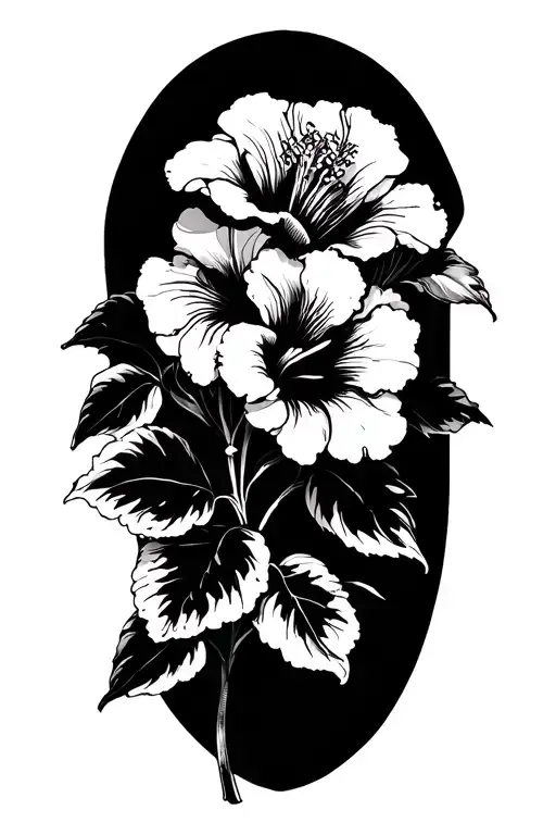 Blackout Shoulder Tattoo With Ibiscus Under