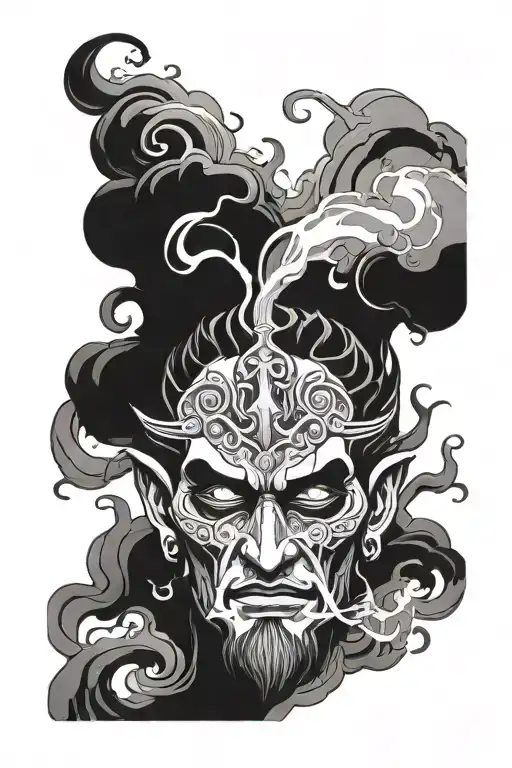 Hades Face With Smoke Background