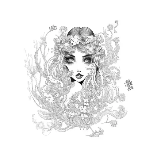 Flowers Mermaid Long Hair