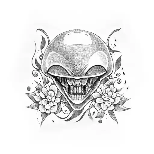 Alien With Flowers Around