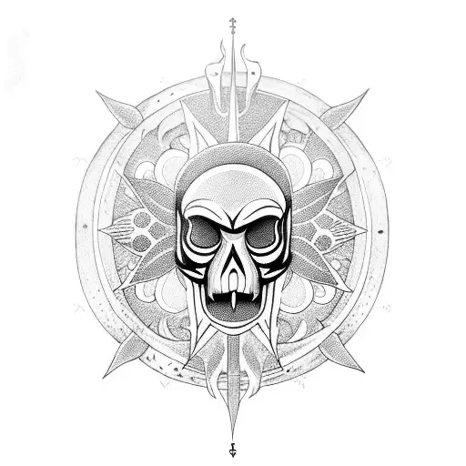 Sun And Moon With Skull