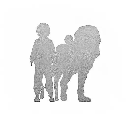 A Silhouette Of A Father Walking With His Family And Rhodesian Ridgeback In A Scenic Landscape