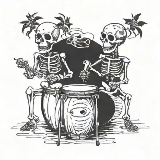 2 Skeleton Best Friends Playing 2 Congas
