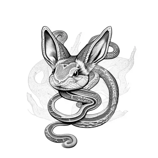Combine Elements Of A Snake And A Rabbit In A Fantasy-inspired Design