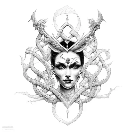 A Mythical Woman Inspired By Nord Mythology Intertwined With Scary Personality And Symbols