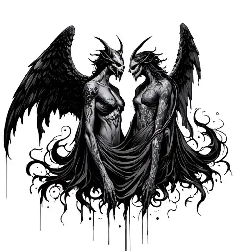 Demons And Angels With Black Traces