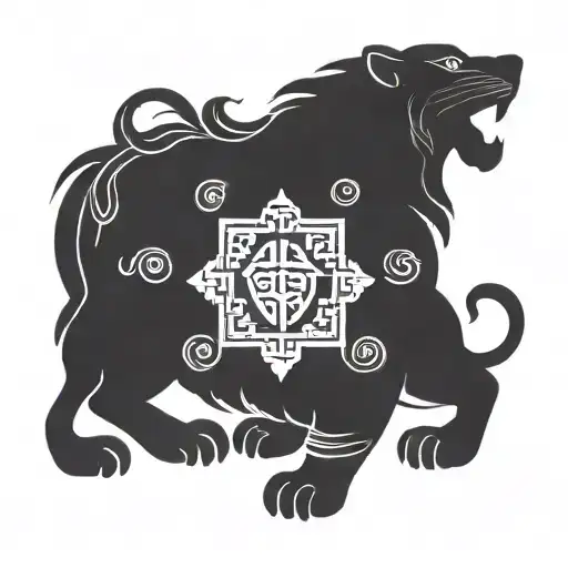 Incorporate Traditional Cambodian Spiritual Symbols With A Lion Motif