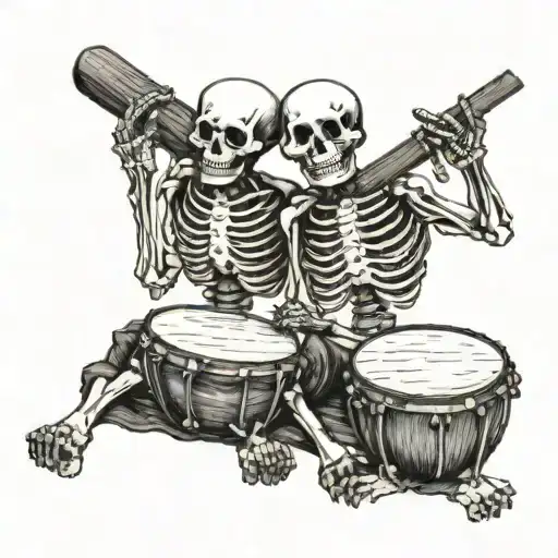 2 Skeleton Best Friends Playing The Congas And Having Fun