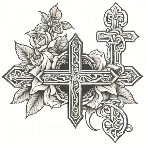 Jesus Cross Rose Intertwined