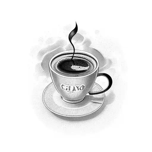 Vintage Cup Of Coffee With Ciao Written Somewhere Close To It