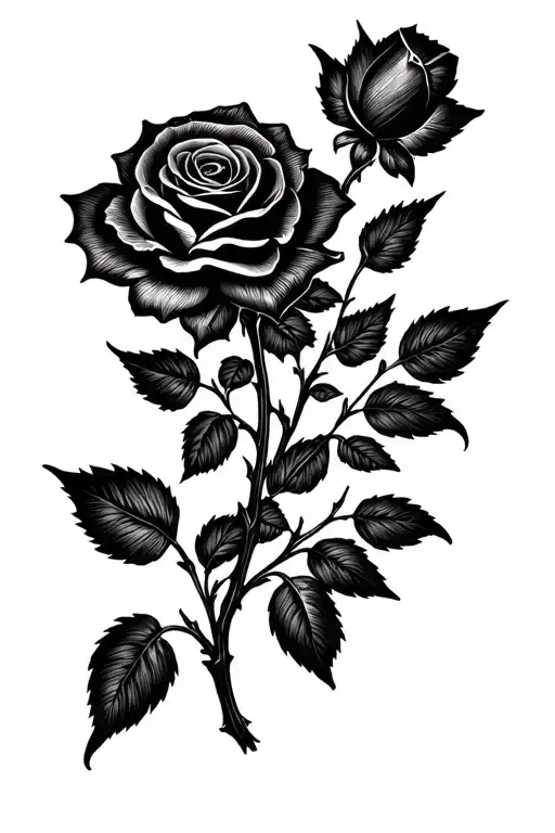 Black Clover And Rose On A Black Stem