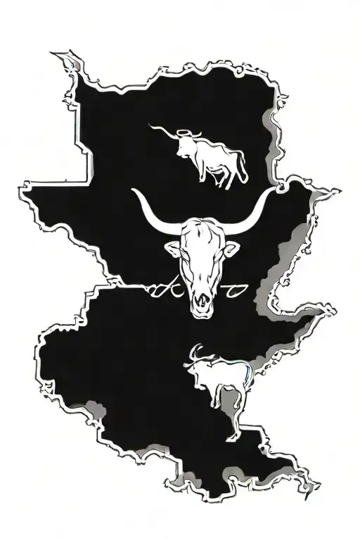 Texas State Outline And Longhorn