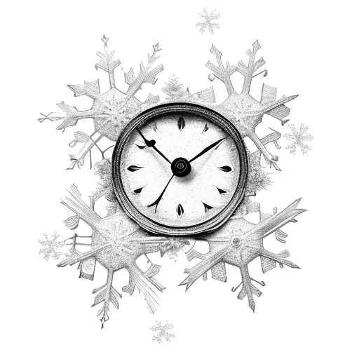 Old Clock With Name And Snowflake