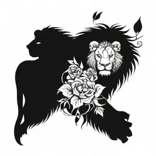 Lion Family With Flowers