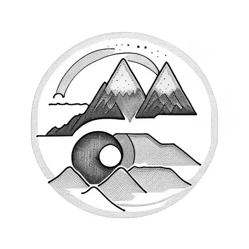 Sun And Moon With Mountains