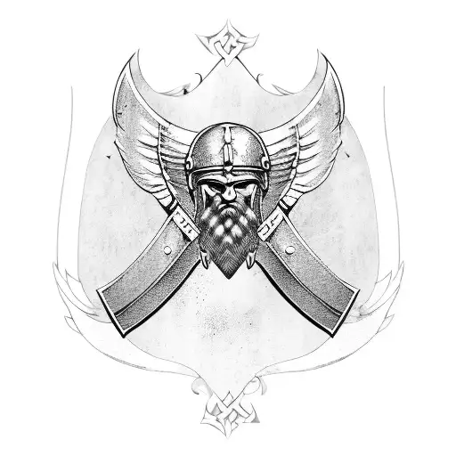 Viking Soldier Arch Angle With Wings Holding A Sword