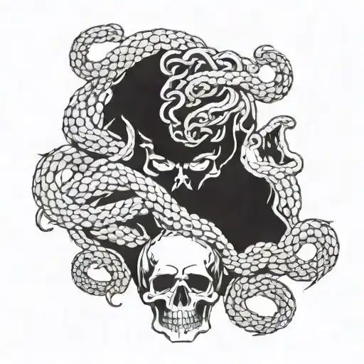 Medusa Some Parts Skull Of Her And Snakes