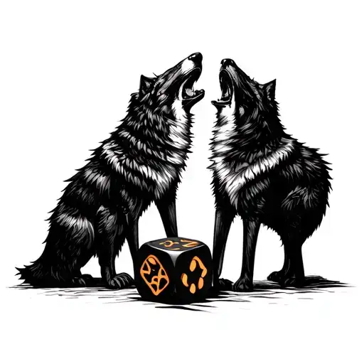 Dnd Dice With 2 Wolves Howling