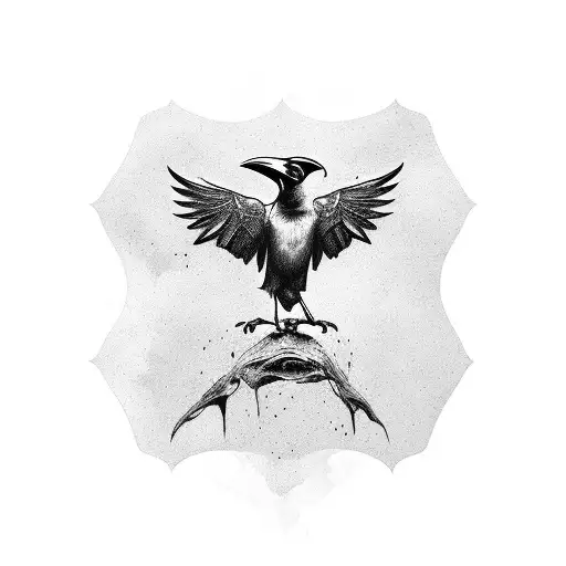 Raven Standing On Books