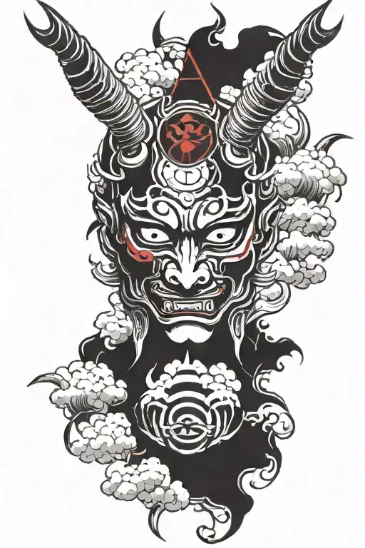 Hannya Mask With Sharingan Eye With Cloud Background