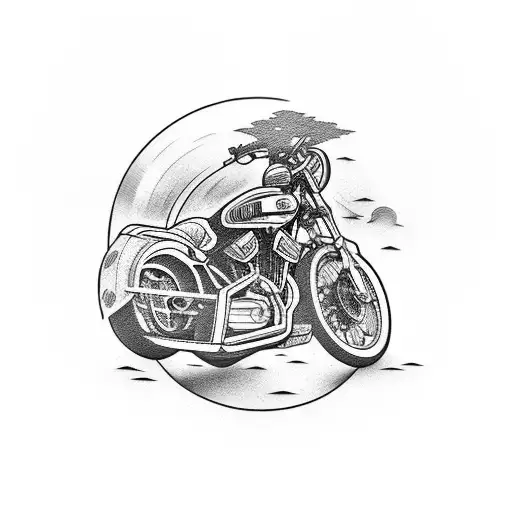 Incorporate A Motorcycle Engine Into A Sunset Scene