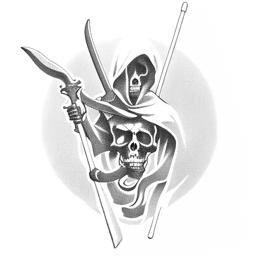 Grim Reaper Silhouette Holding A Big Scythe