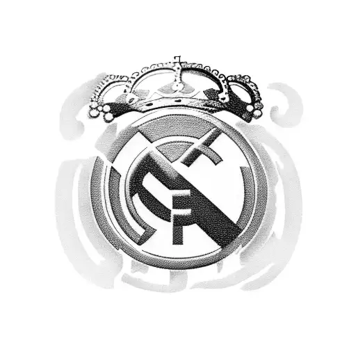 An Abstract Design Incorporating The Logo Of Real Madrid In Blackwork