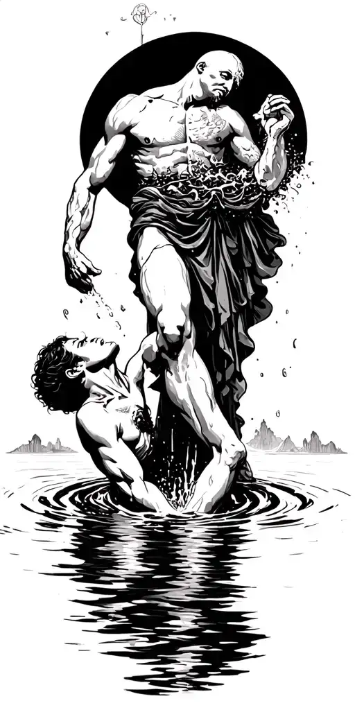God Pulling Drowning Man Out Of Water
