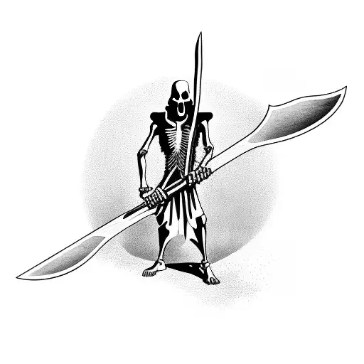 Grim Reaper Silhouette Holding A Big Scythe Black Plain Simple