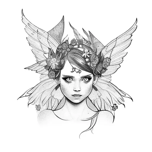 A Portrait Of Your Daughter As A Whimsical Fairy With Intricate Wings And Flowers In Her Hair