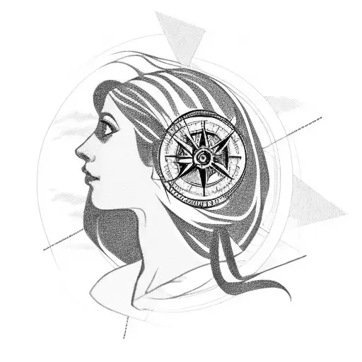 A Winding Road Leading To A Silhouette Of A Daughter's Profile With A Compass Rose In The Background