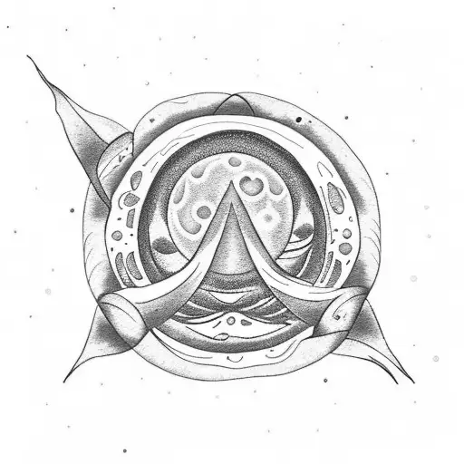 A Detailed Moon Phases Tattoo With Lilies Intertwined In The Design