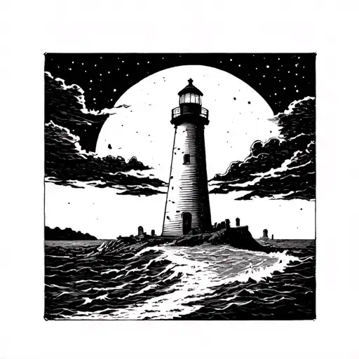 Lighthouse In The Dark Night