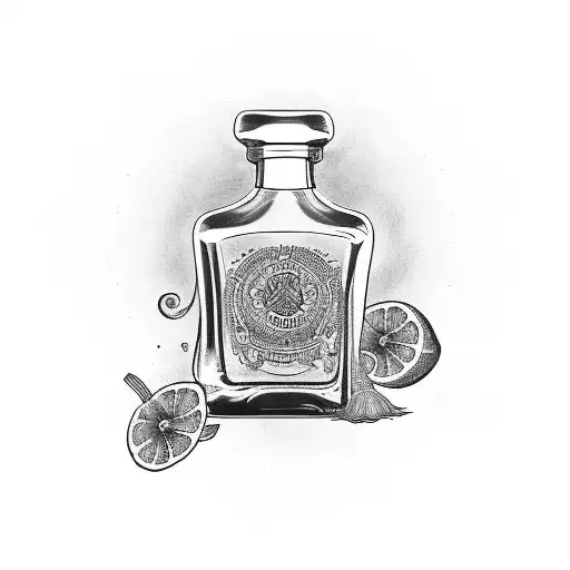 Tequila Bottle With Agave Design