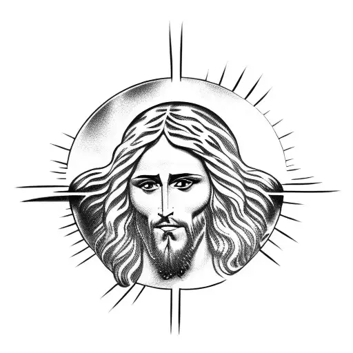 Front Of Jesus Face Silhouette With Cross In Backgrouns