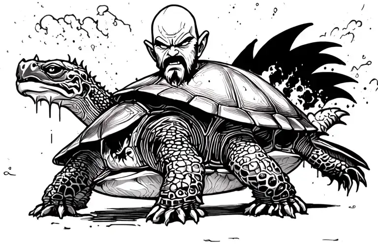 Dragon Ball Master Roshi Nosebleed On Top Of Turtle With Dirty Magazine