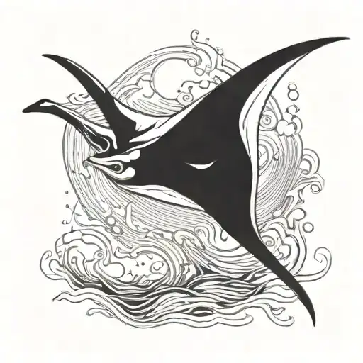 A Manta Ray Gracefully Swimming In The Ocean Depths