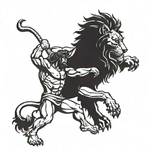 Hercules Fighting The Lion