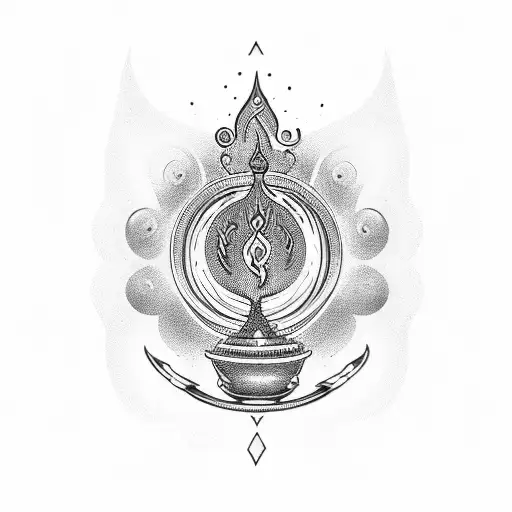 Chalice With Fire Fine Line And With A Jain Om On The Chalice