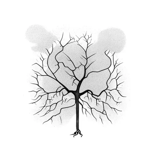 Oak Tree With Roots And Lizard